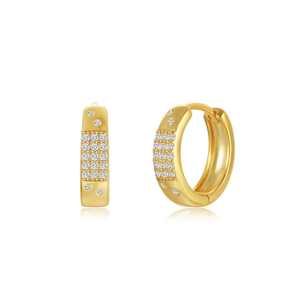 Brass diamond earclip earrings in geometric round design with golden tone colour options