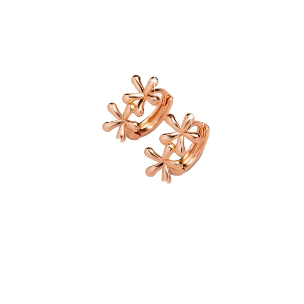 Electroplated rose gold waterdrop flower earrings with circular design for women