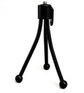 Small black iron frame mini tripod with ball head, shown collapsed to 110mm next to a mobile phone.