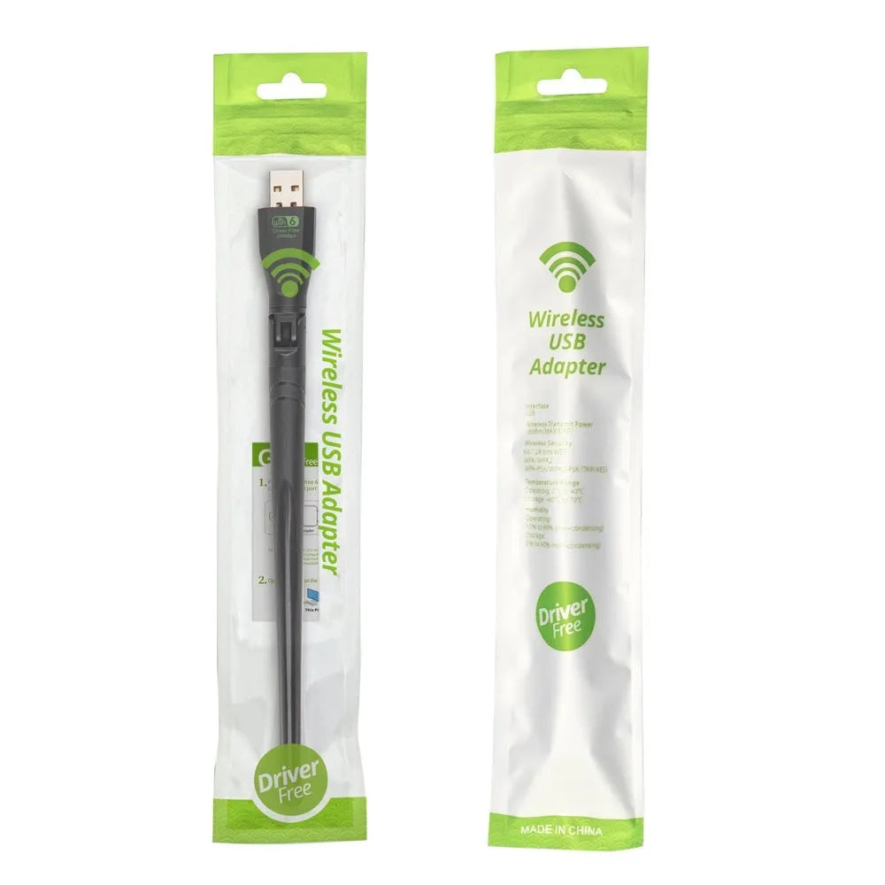 Black USB wireless network card with WiFi6 support for desktop and laptop computers