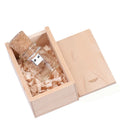 Chocolate brown wooden USB flash drive with custom engraving showing compact dimensions