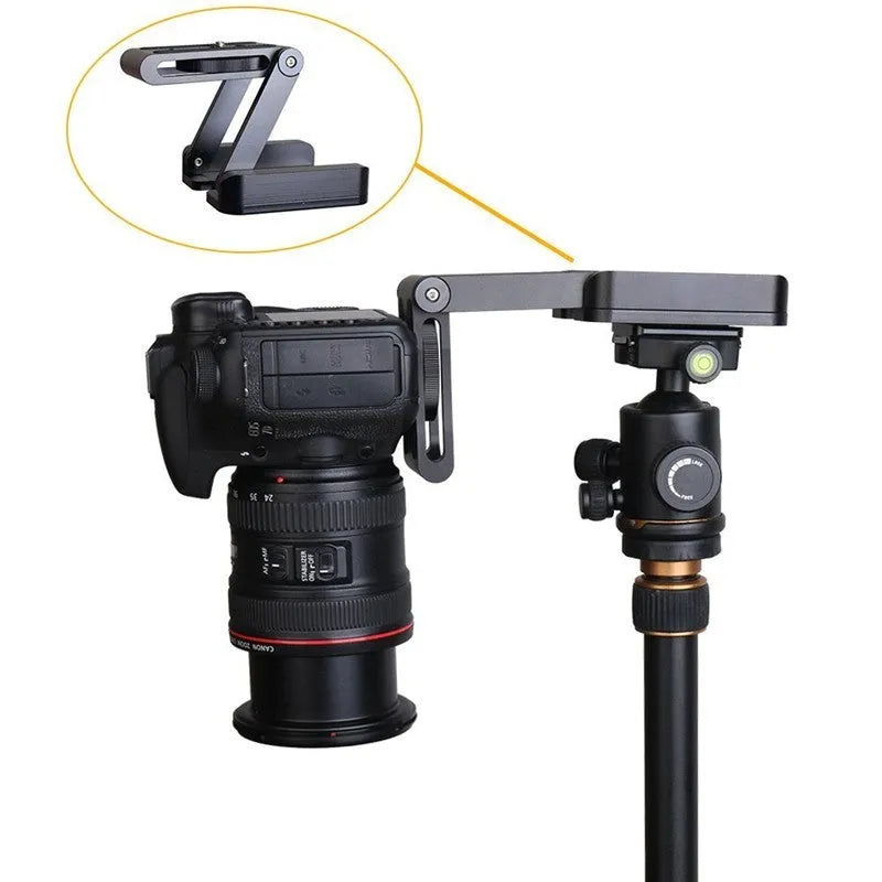 Z Flex Tilt Head desktop tripod folded on a table showing CNC aluminium alloy body and tilt mechanism