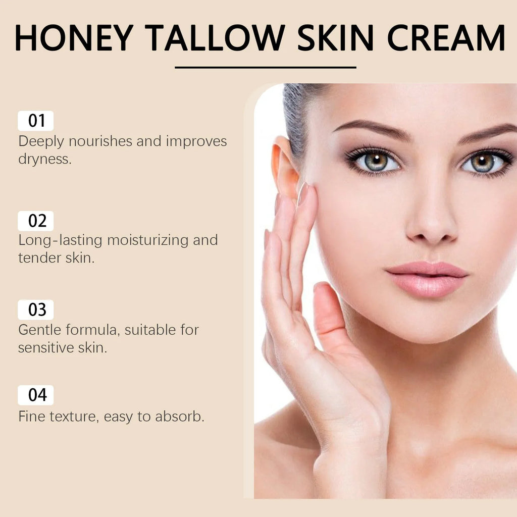 Honey Tallow Skin Cream 110g pot with moisturising cream for face and body