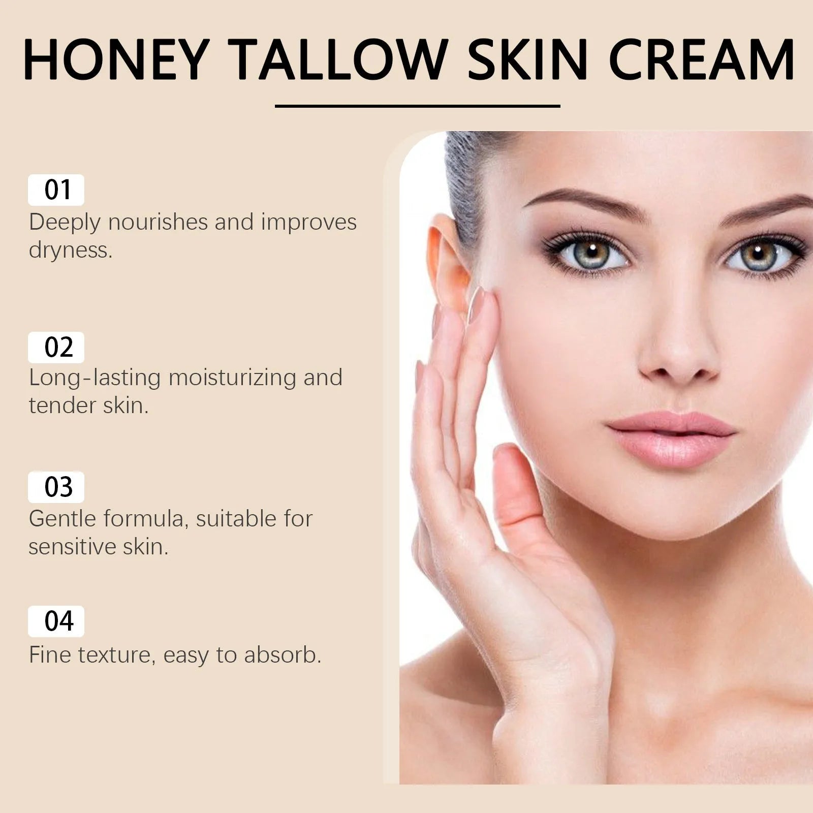 Honey Tallow Skin Cream 110g pot with moisturising cream for face and body