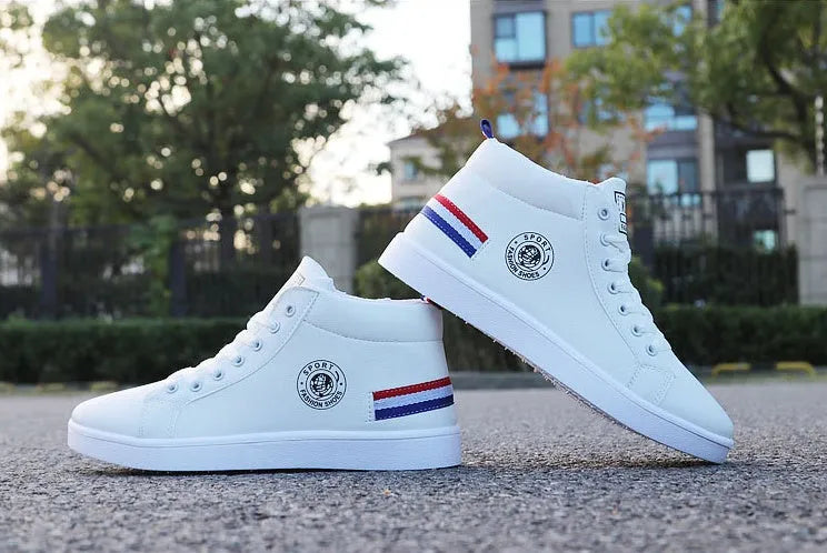 Men's casual shoes with artificial PU upper, white blue colour option