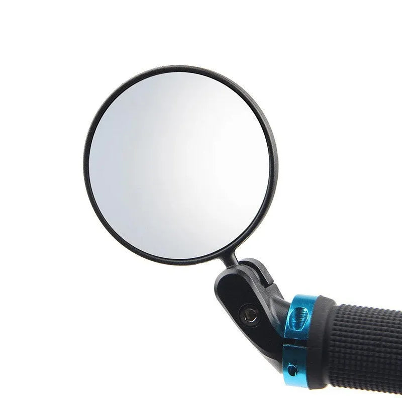 Black foldable convex rearview mirror showing 7cm reflector and adjustable stem.