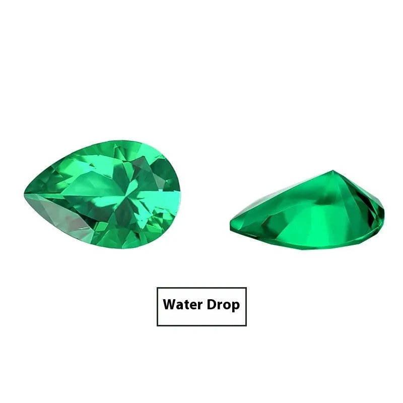 Cultivated emerald gemstone in Columbia green treasure colour showing round and rectangular shape options