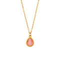 Minimalistic water drops opal earrings and necklace set in stainless steel electroplated finish geometric design