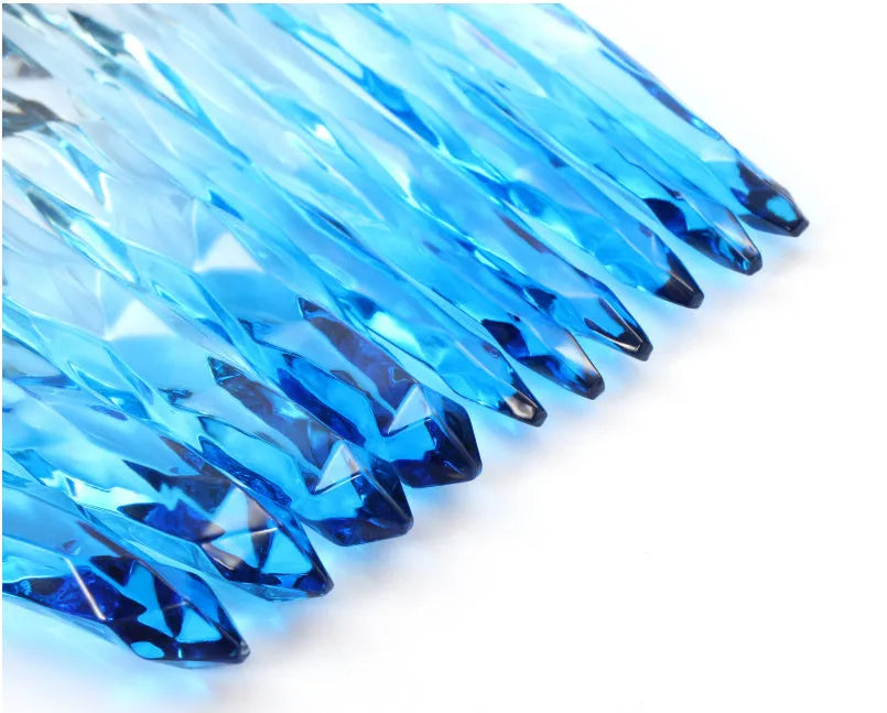 Set of 10 crystal handle foundation brushes with artificial fibre bristles in four colour options