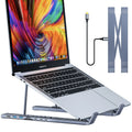 Aluminium alloy laptop docking station stand with 8-in-1 hub ports and folding design