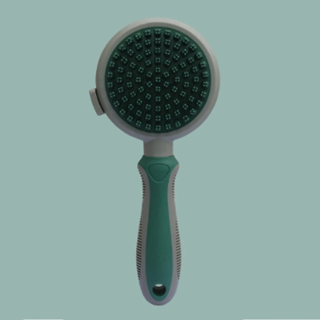 Double-sided reversible cat brush with flea comb in green or pink colour options
