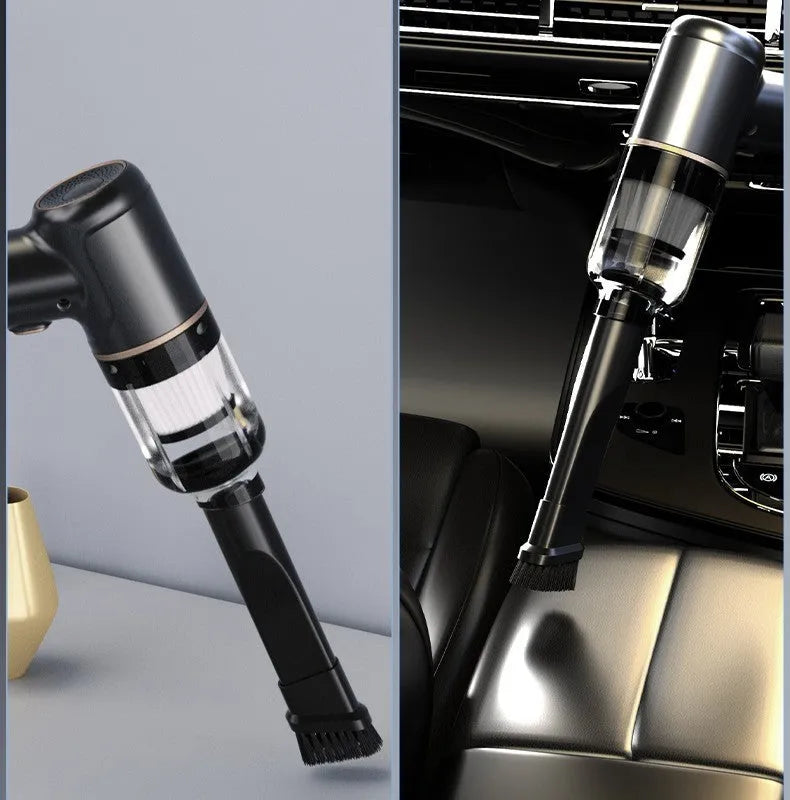 Black wireless handheld vacuum cleaner with multiple nozzles for car and home cleaning