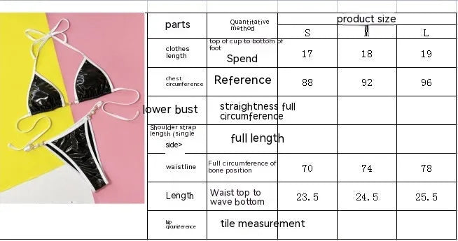 Women's black split bikini swimsuit with solid colour design for swimming