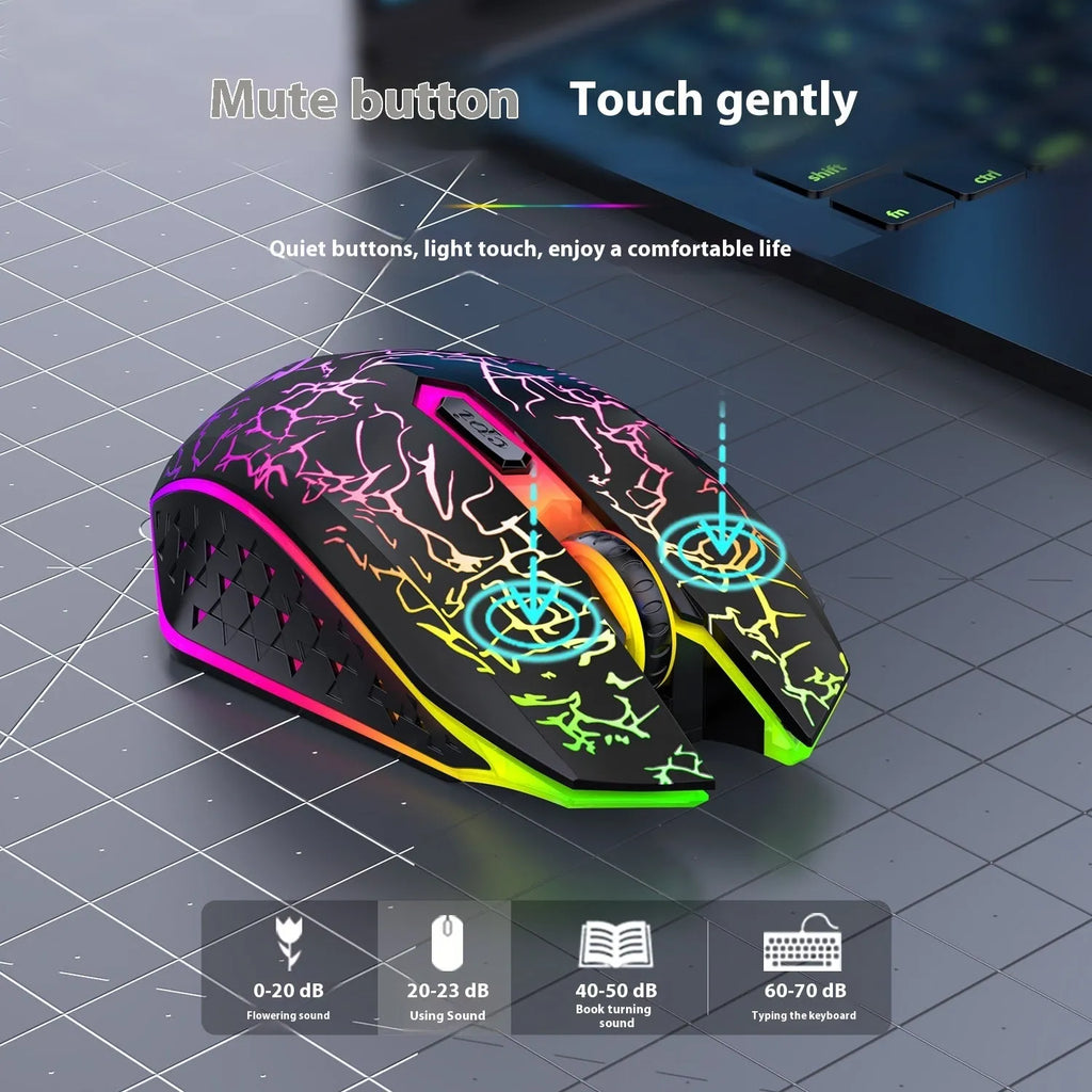 Rechargeable Bluetooth dual-mode gaming mouse with breathing light in black or white colour options