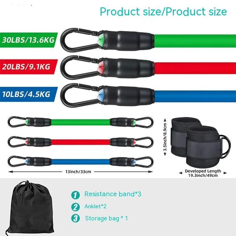 TPE yoga ankle tension bands with foot loops and storage bag for hip lifting exercises