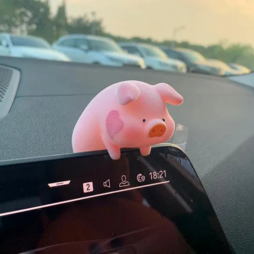 Cute resin cartoon pig car decoration accessory for dashboard.