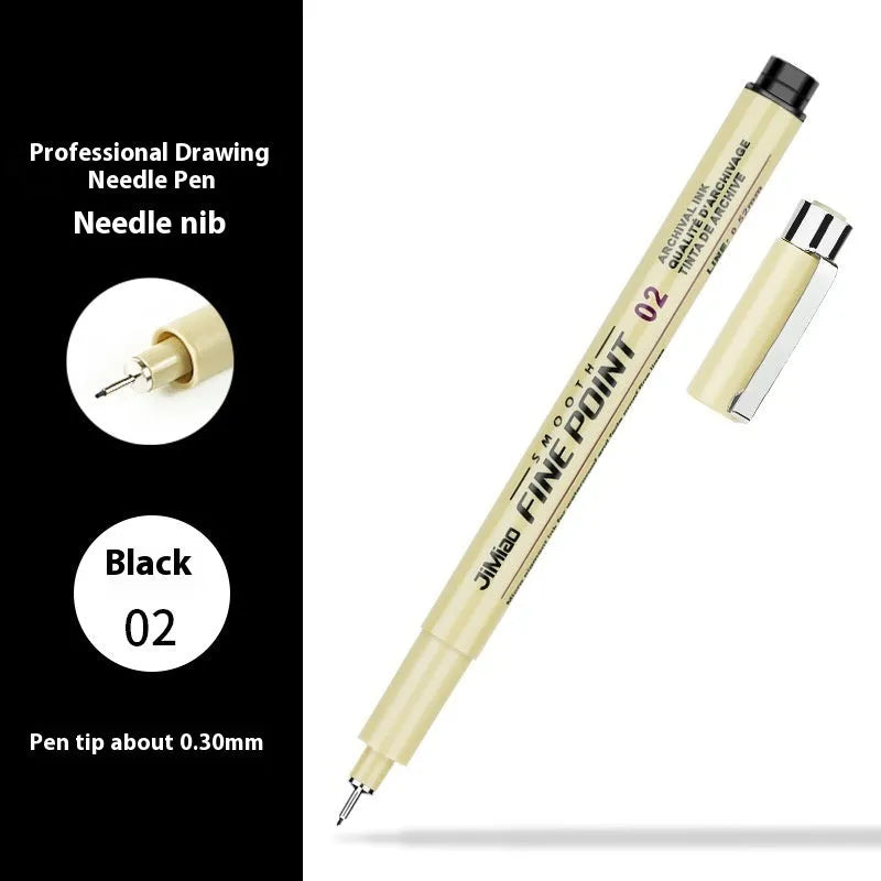 Needle drawing pen with syringe cartoon design, 133mm long with waterproof black ink
