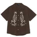 Brown striped waterproof quick-drying Cuban collar short sleeve outdoor shirt