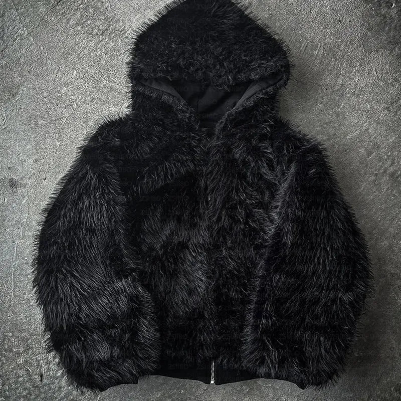 A simple black loose-fit cardigan coat for men and women with long sleeves