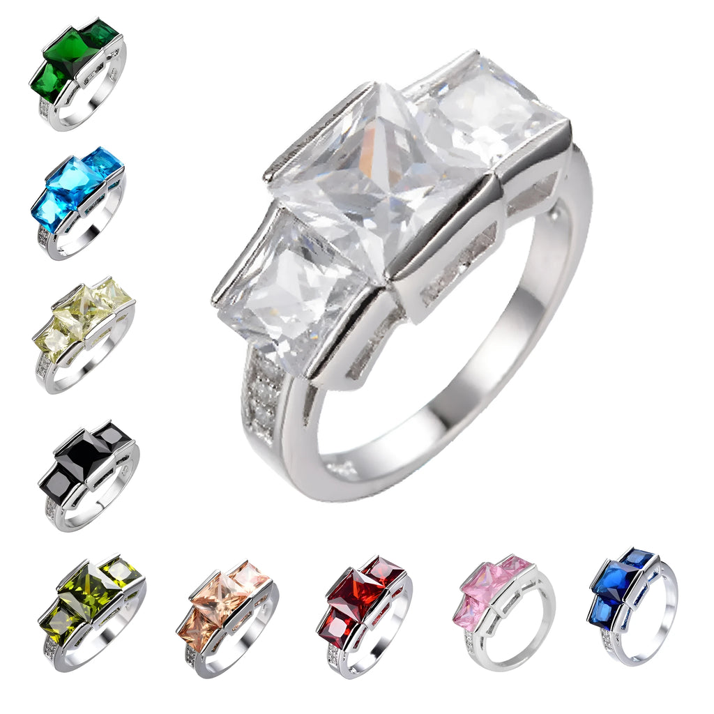 Geometric copper women's ring with an electroplated finish shown in multiple colour options on a white background.