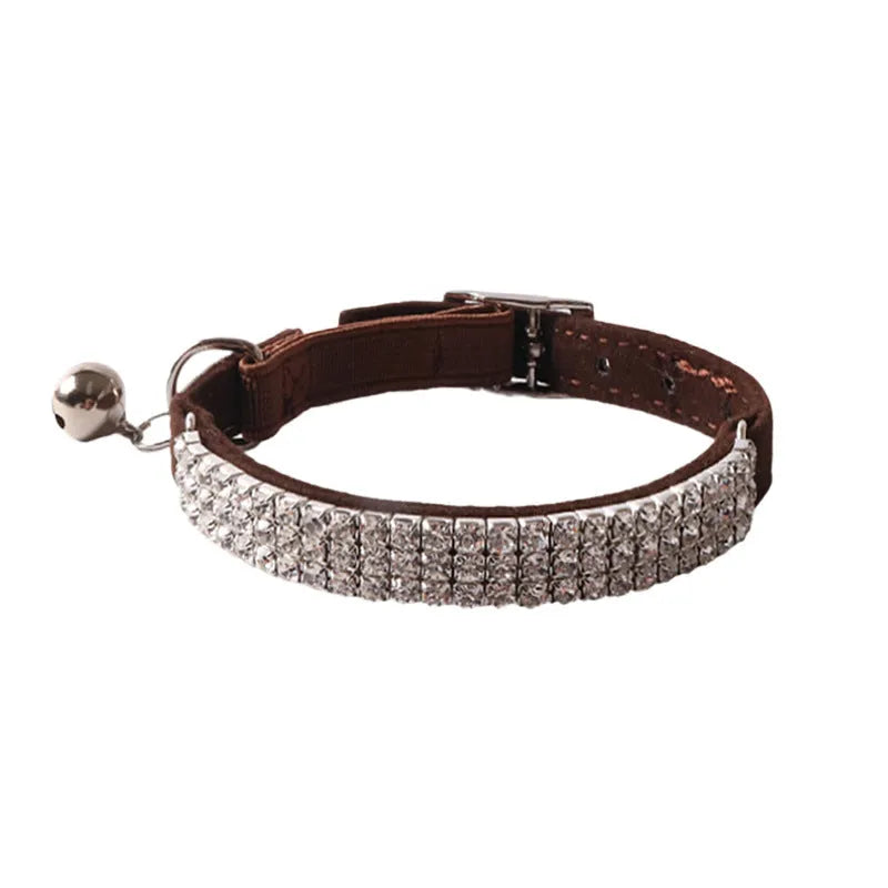 Flocking elastic buckle cat collar with gang drill pattern in multiple colour options