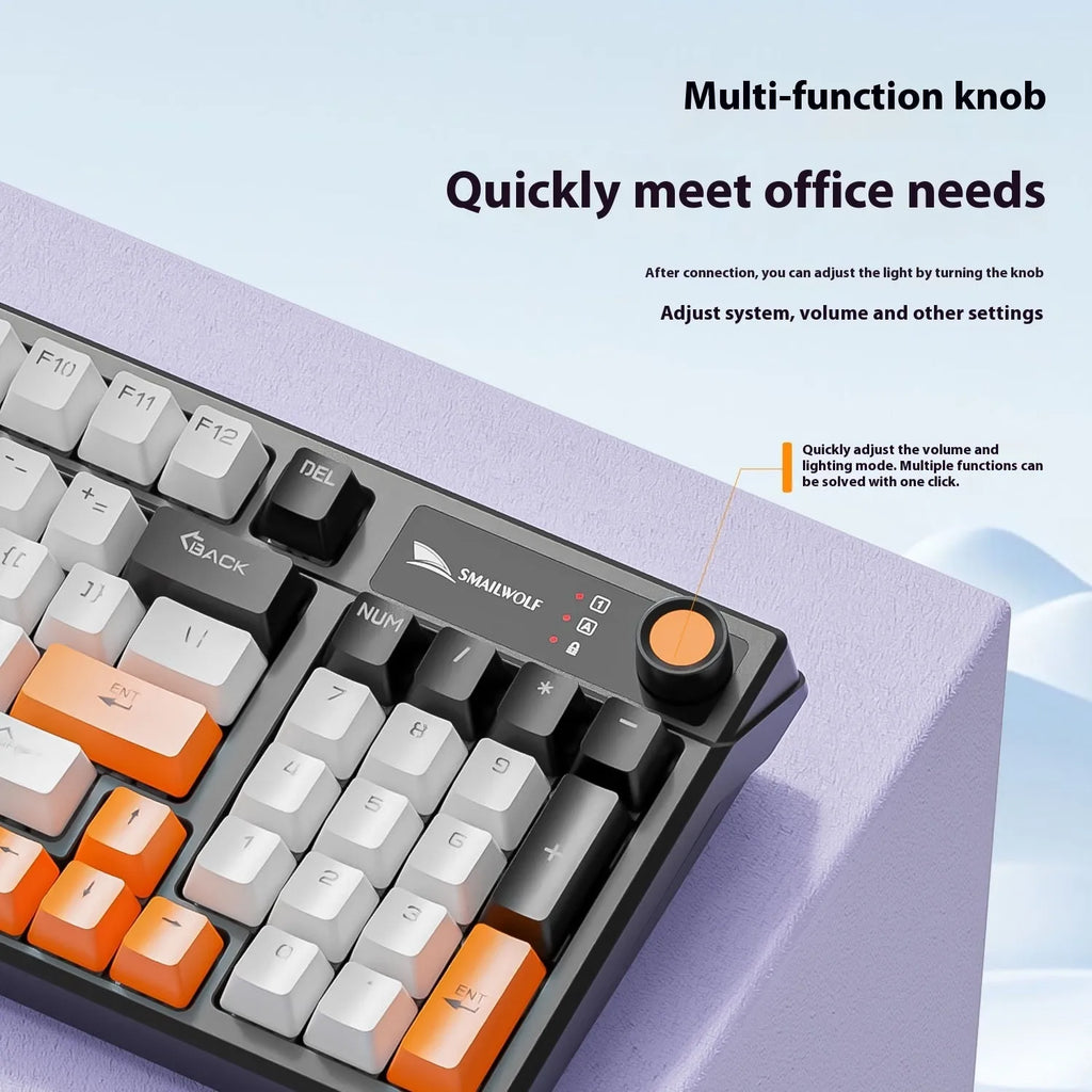 SK15 wired mechanical keyboard with control knob in autumn water blue colour