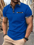 Men's plaid colourblock t-shirt with zipper detail in loose fit for summer wear