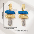 Women's geometric stud earrings in zinc alloy with electroplated multicolour finish