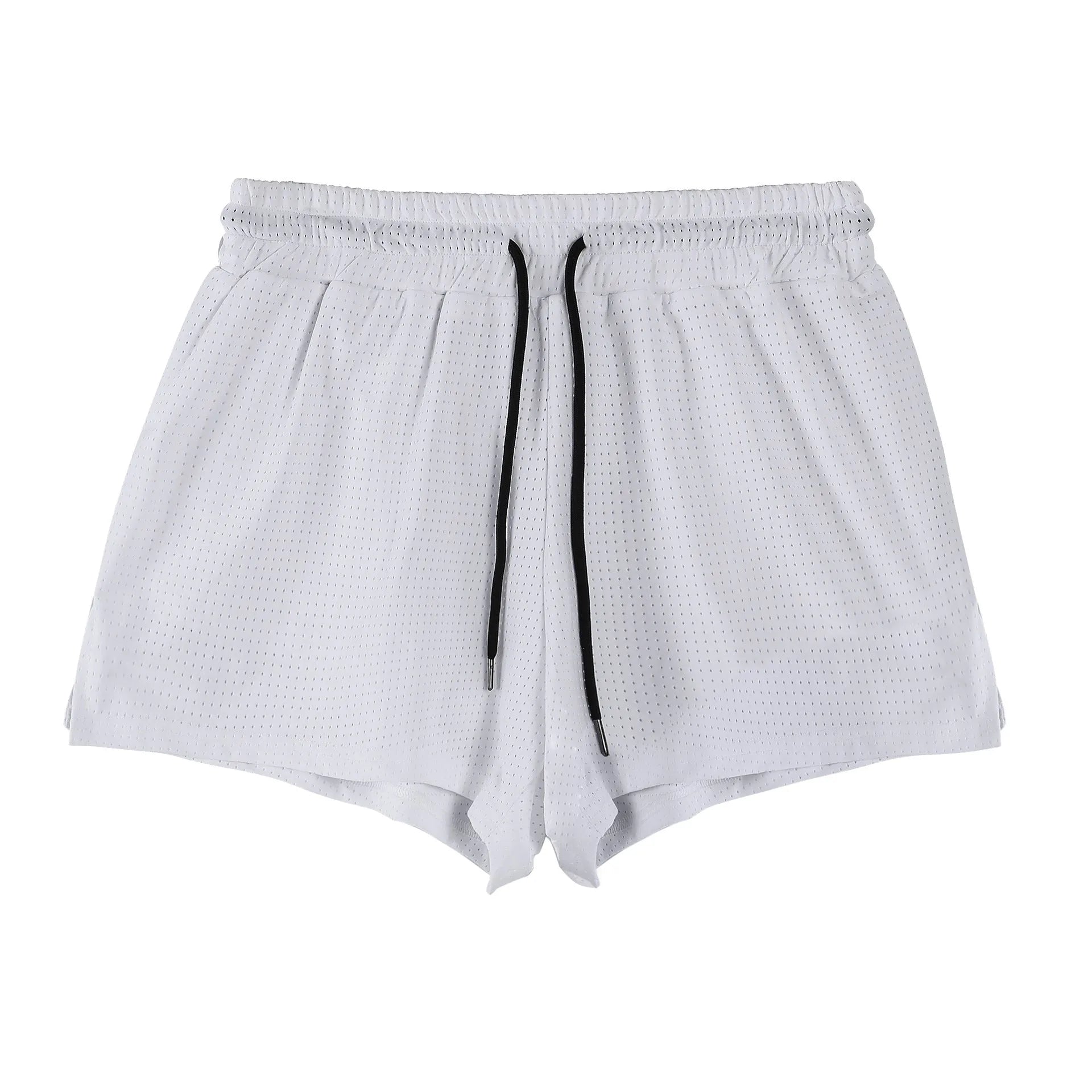 Men's quick-drying nylon summer shorts in mid waist sports leisure style in white and black