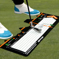 Black neoprene golf swing positioning pad for stance correction and alignment training