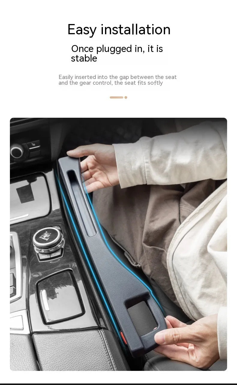 Waterproof plastic car seat gap storage box with handle between vehicle seats