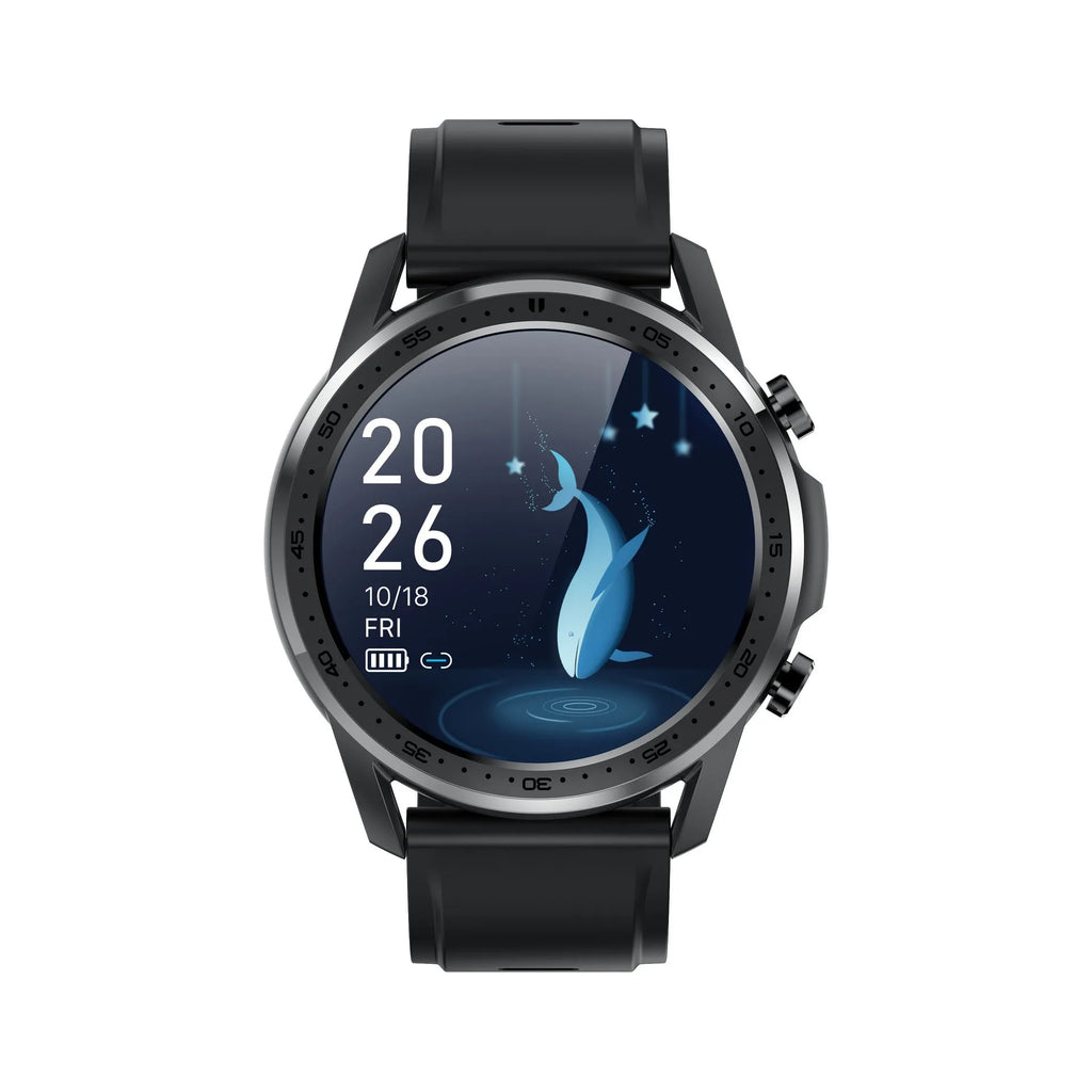 Youth2 Body Temperature Smart Bracelet in black or grey with 1.3 inch screen on wrist.