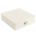 Red or white PU leather jewellery storage box with compartments for necklaces and rings