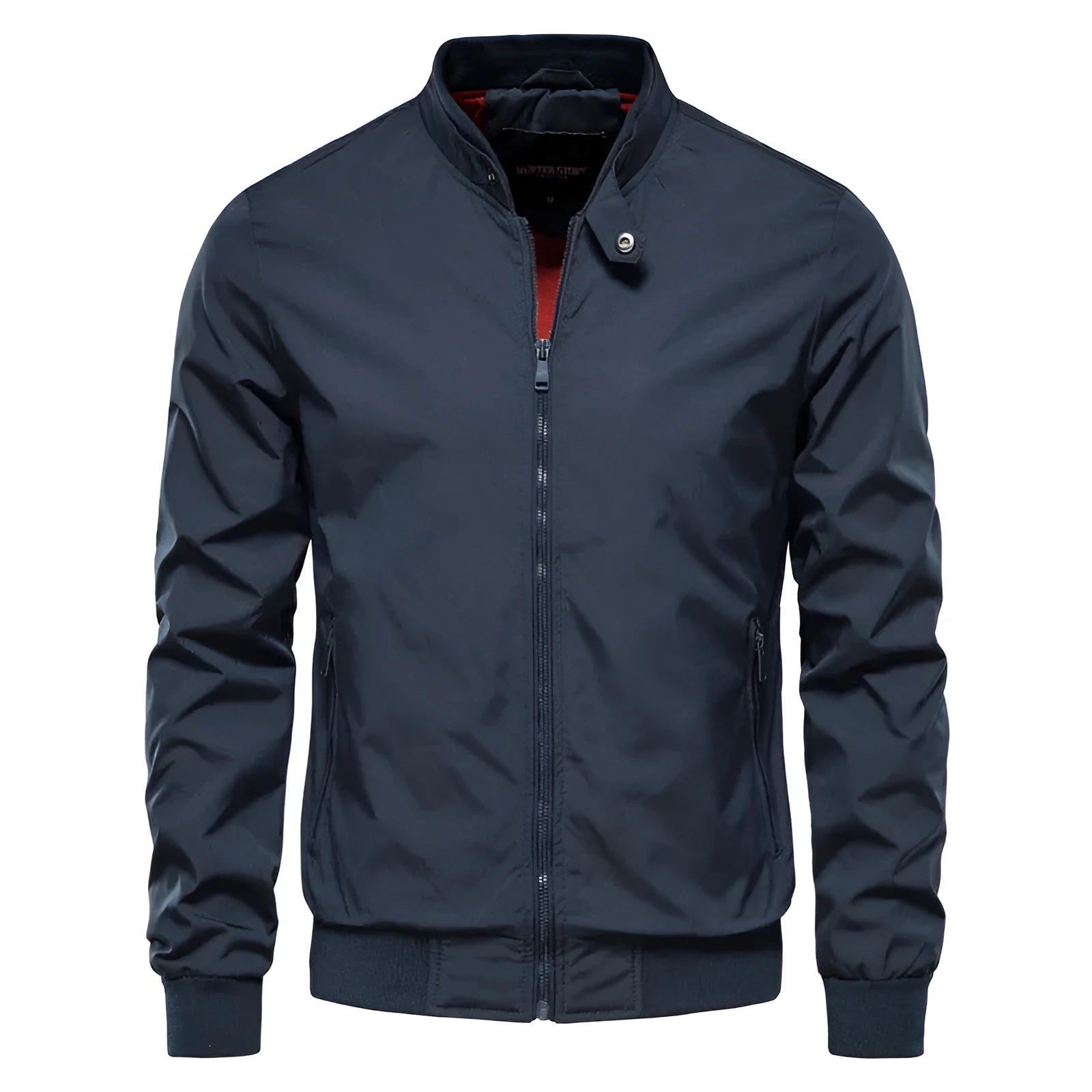 Men's casual thin jacket in army green, black or navy blue made from polyester fibre with continental sizing