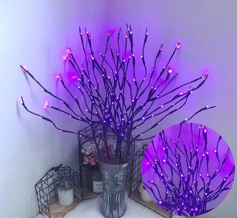 LED simulation branch tree light with adjustable colours in vase display
