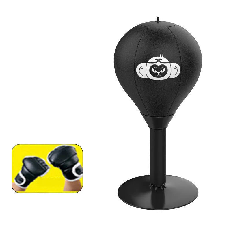 Tabletop boxing speed ball with suction cup base and inflatable PU leather sphere