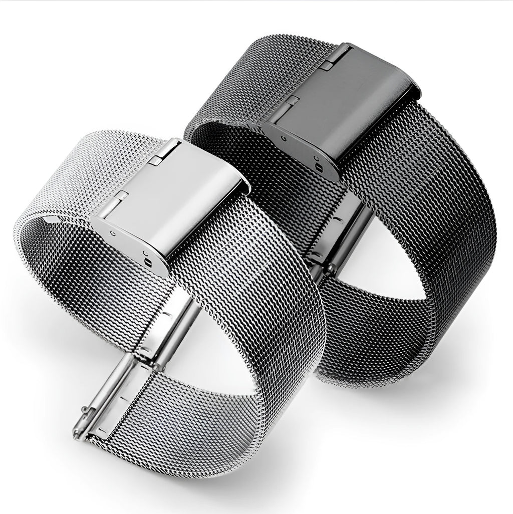 Milani Silk woven stainless steel watch band showing natural pattern in silver colour