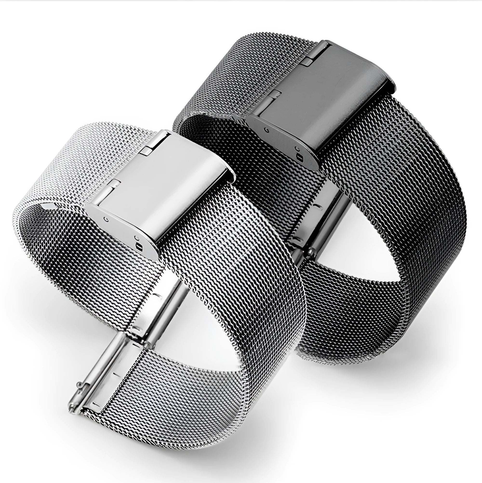 Milani Silk woven stainless steel watch band showing natural pattern in silver colour