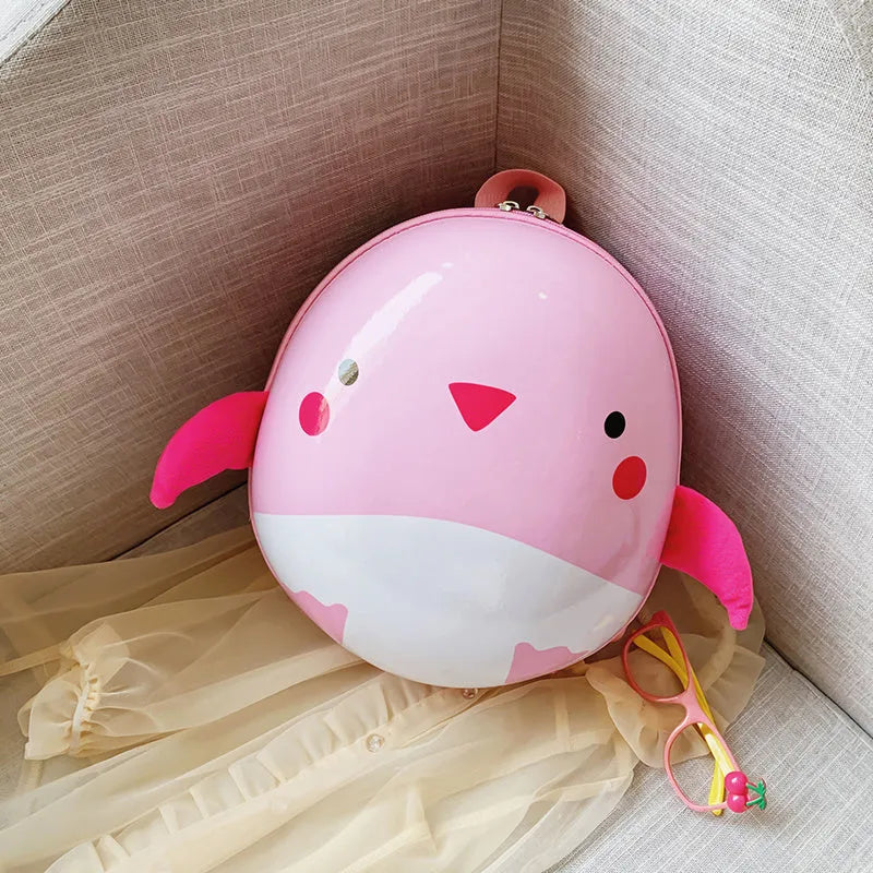 Hard shell children's backpack with cute cartoon animal design for kindergarten boys and girls
