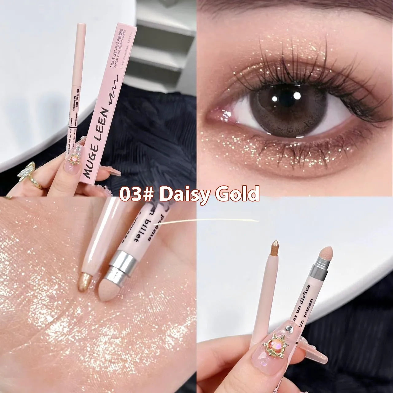 2-in-1 waterproof eyeliner pen with brightening eyeshadow in six universal colour options