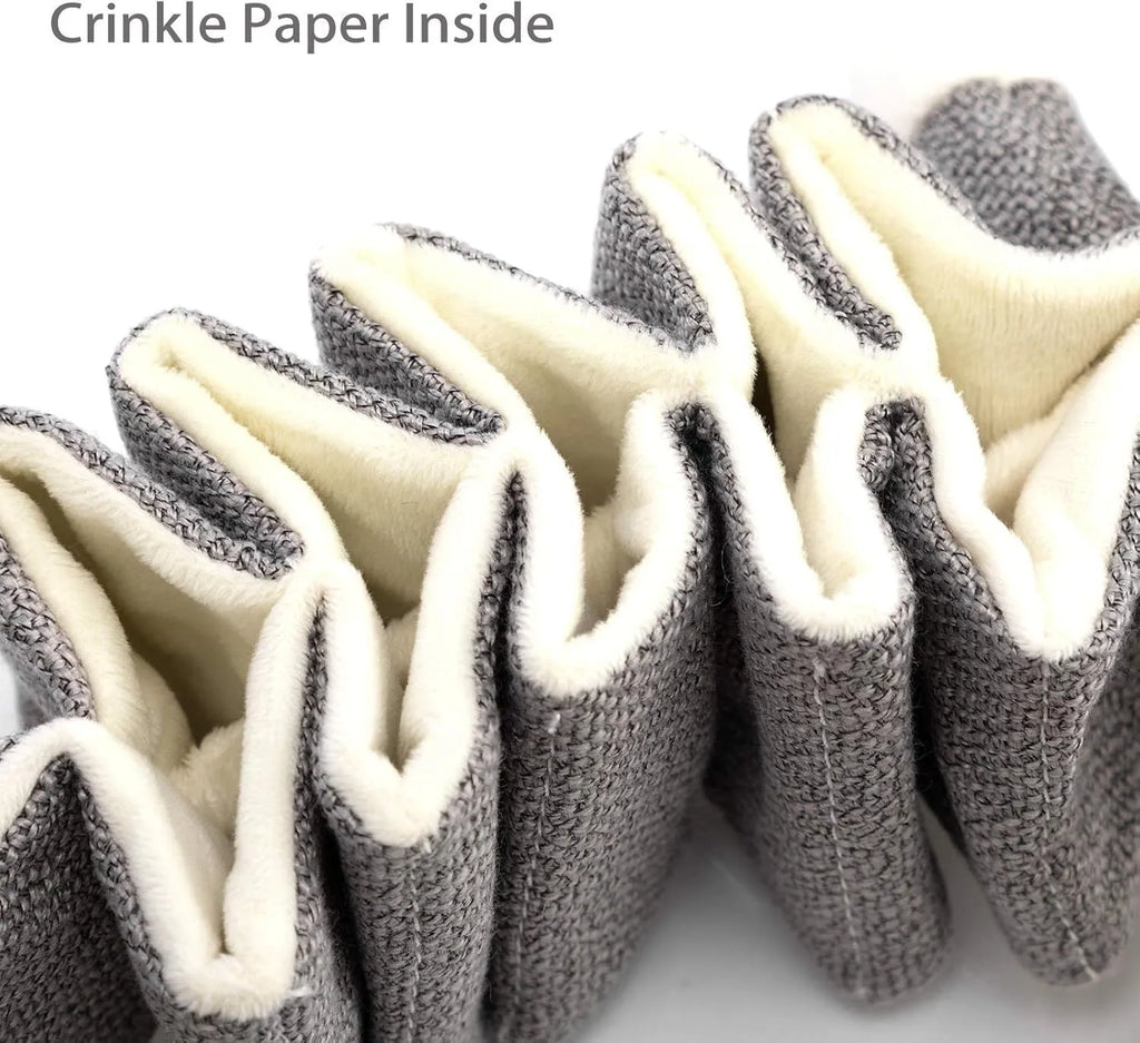 Grey koala plush dog toy measuring 30cm long with crinkle paper inside for squeaky sounds.
