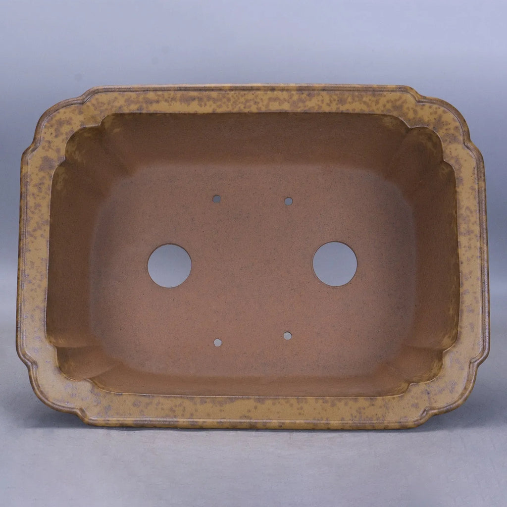 Rectangular purple sand flowerpot with double pumping angle design on floor