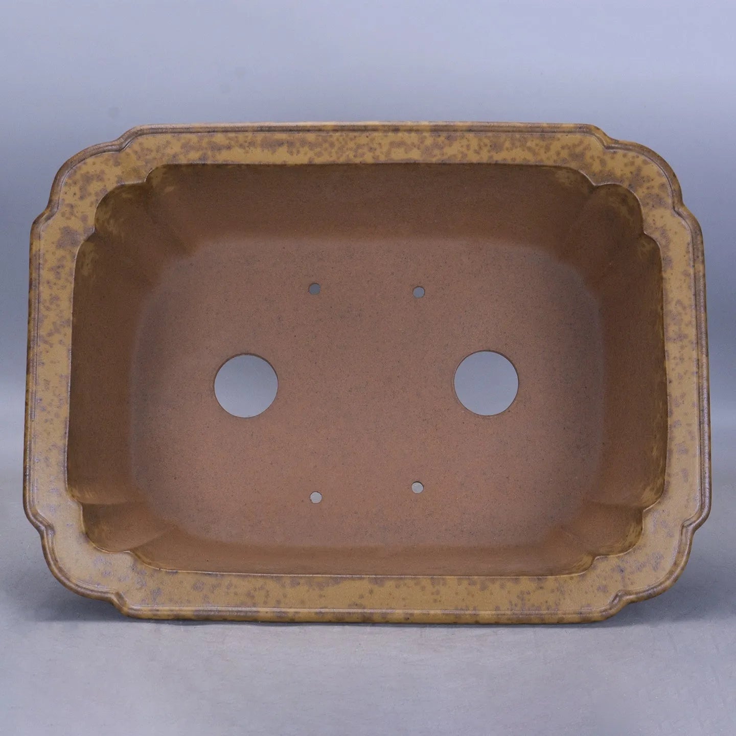 Rectangular purple sand flowerpot with double pumping angle design on floor