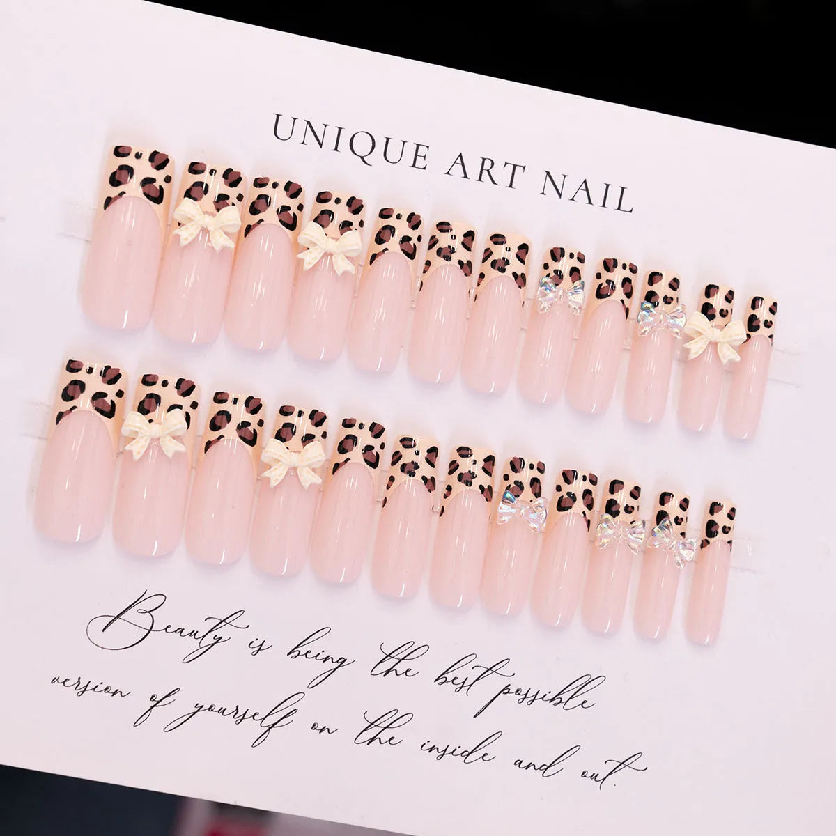 Leopard print butterfly plastic nail art pieces for manicure decoration