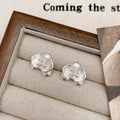 Women's retro flower earrings with petal design in gold or silver electroplated finish