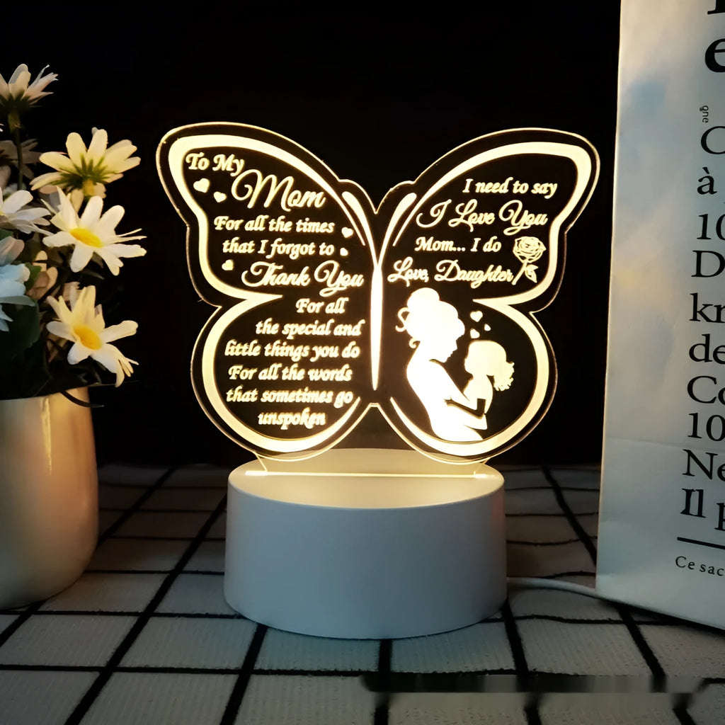 Heart-shaped acrylic table lamp with touch control and USB power