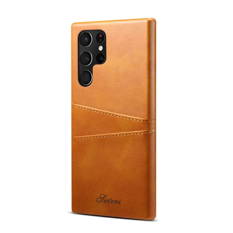 Ultra-thin Protection Retro Small Leather Pattern Card Phone Case for Samsung Galaxy S22 S23 S24 Ultra Black Brown Khaki Red Grey Blue Dark Green Back Cover