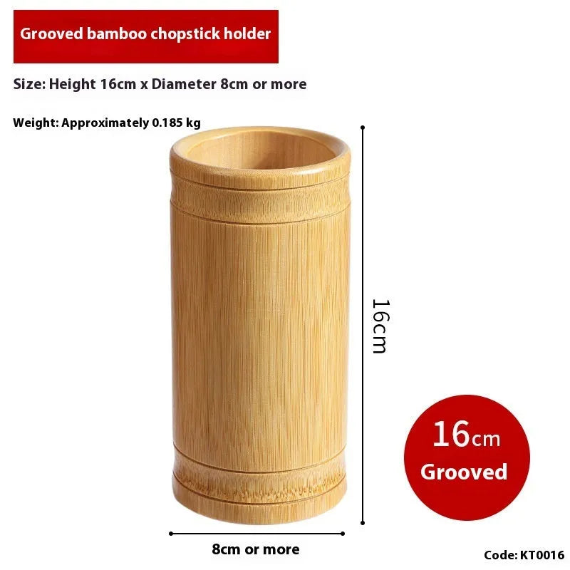 Bamboo chopsticks holder with portable design showing multiple size options for utensil storage