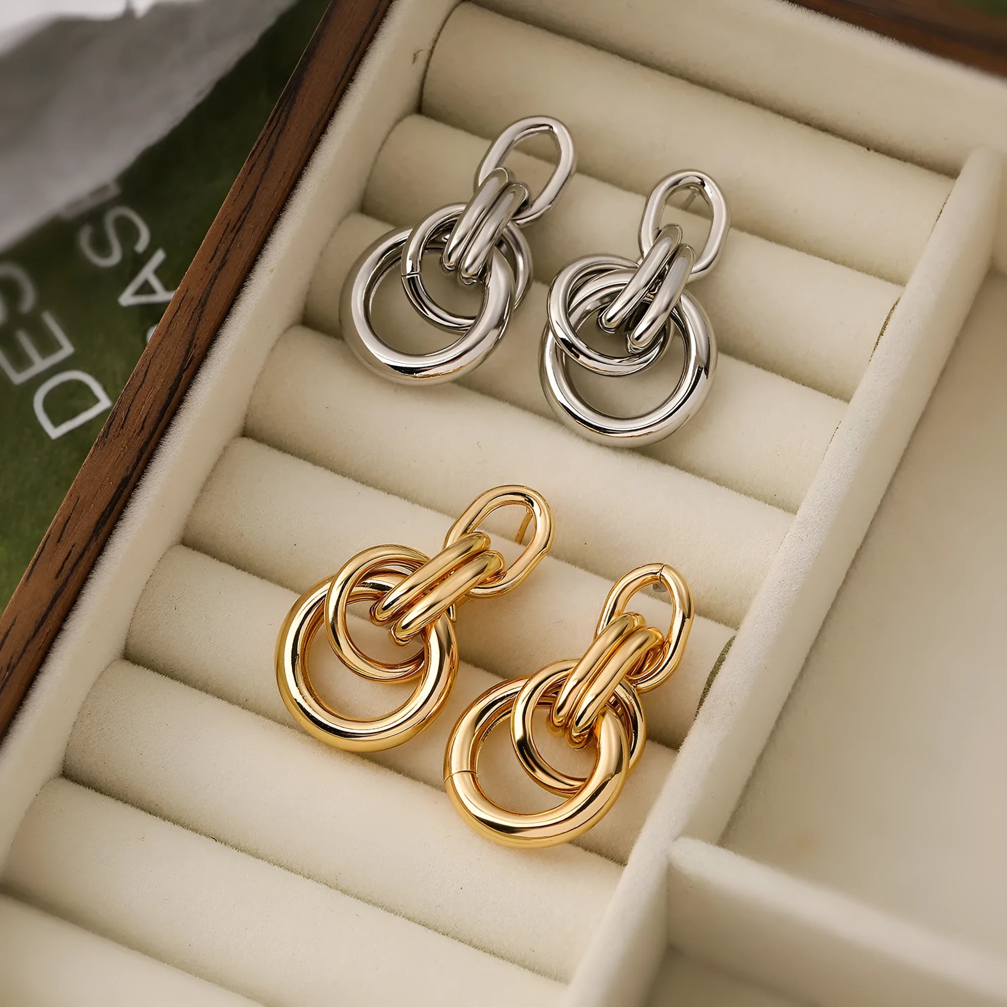 Geometric gold irregular earrings with asymmetrical copper alloy design for women