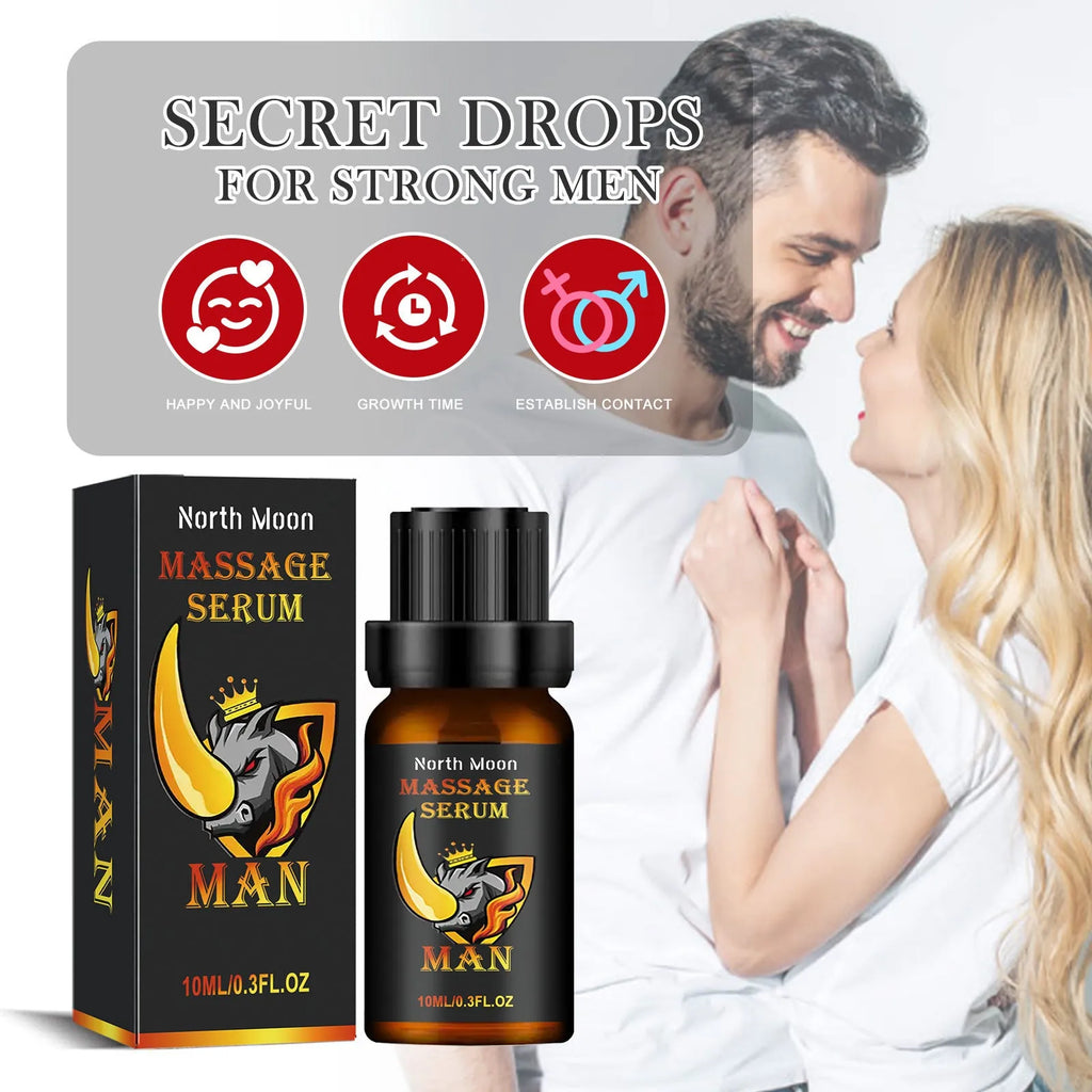 10ml bottle of men's body care essential oil for external massage use.